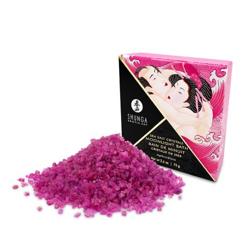 Shunga Moonlight Bath sól do kąpieli z afrodyzjakami różowa - płatki róż - 75 g