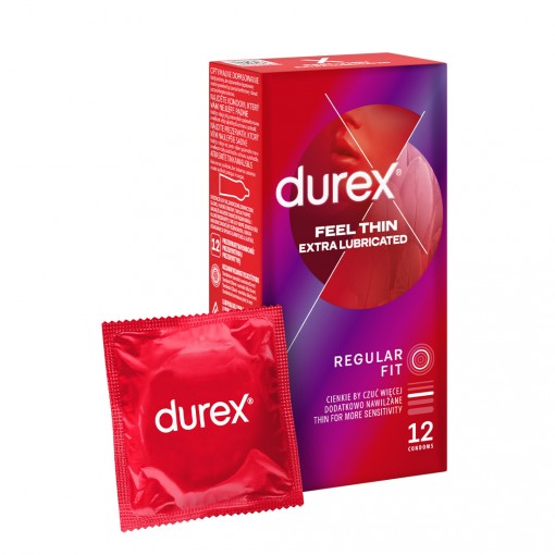 Durex Feel Thin ultracienkie dodatkowo nawilżane prezerwatywy 12 szt.