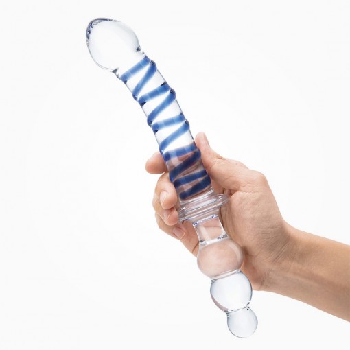 Gläs Twister 2 w 1 szklane dildo i koraliki analne bezbarwne