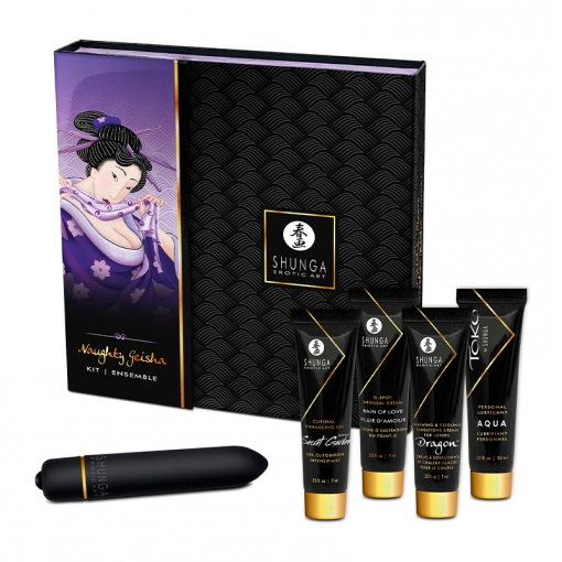 Shunga Naughty Geisha Kit prezentowy zestaw kosmetyków do gry wstępnej z miniwibratorem