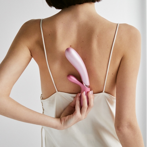 Satisfyer Hot Lover ogrzewany wibrator króliczek sterowany telefonem różowo-beżowy