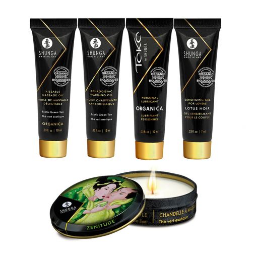 Shunga Geisha's Secrets Organica prezentowy zestaw organicznych kosmetyków do gry wstępnej zielona herbata