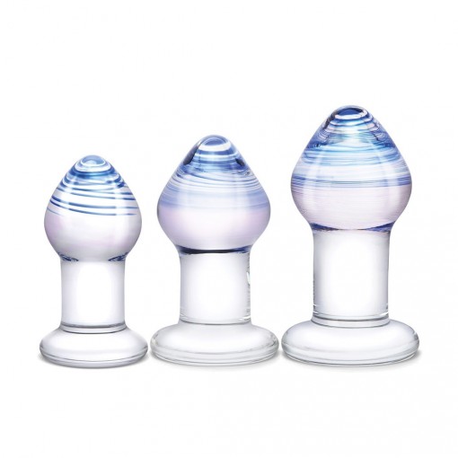 Gläs Pleasure Droplets Set zestaw szklanych korków analnych granatowo-bezbarwny