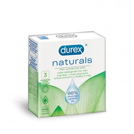 Durex Naturals ultracienkie dodatkowo nawilżane prezerwatywy 3 szt.