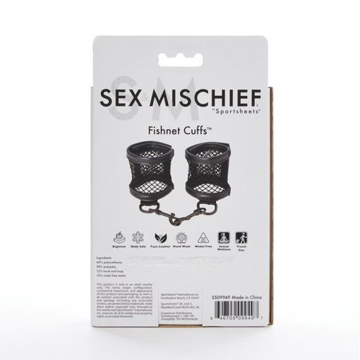 Sex&Mischief Fishnet ażurowe kajdanki czarne