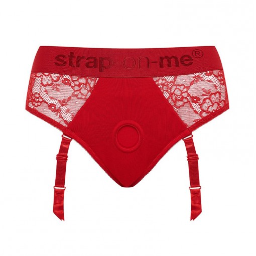 Strap-On-Me Diva uprząż z pasem do pończoch rozmiar XL czerwona