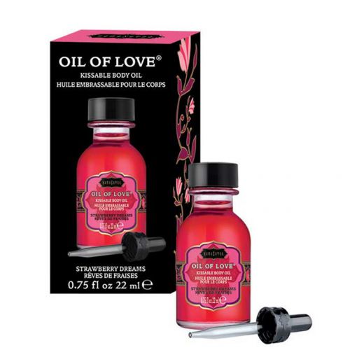 Kama Sutra Oil of Love rozgrzewający olejek do gry wstępnej truskawkowy 22 ml
