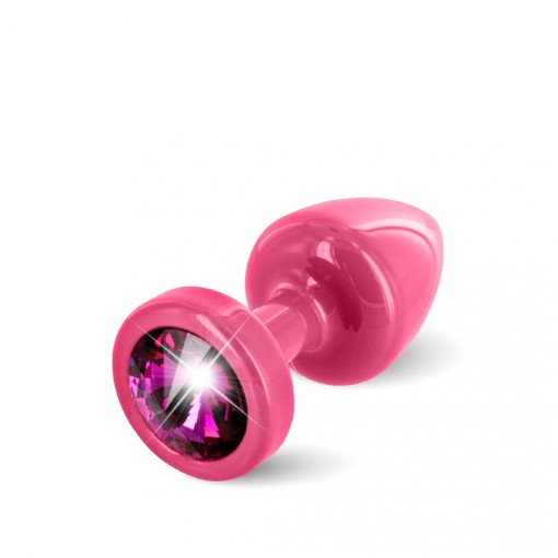 Diogol Anni korek analny z kryształkiem Swarovskiego różowo-różowy 25 mm