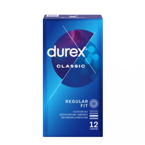 Durex Classic klasyczne nawilżane prezerwatywy 12 szt.