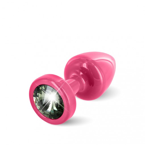 Diogol Anni korek analny z kryształkiem Swarovskiego różowo-czarny 25 mm
