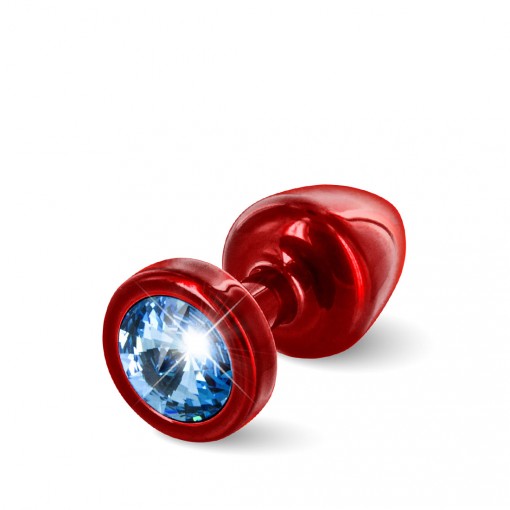 Diogol Anni korek analny z kryształkiem Swarovskiego czerwono-niebieski 25 mm