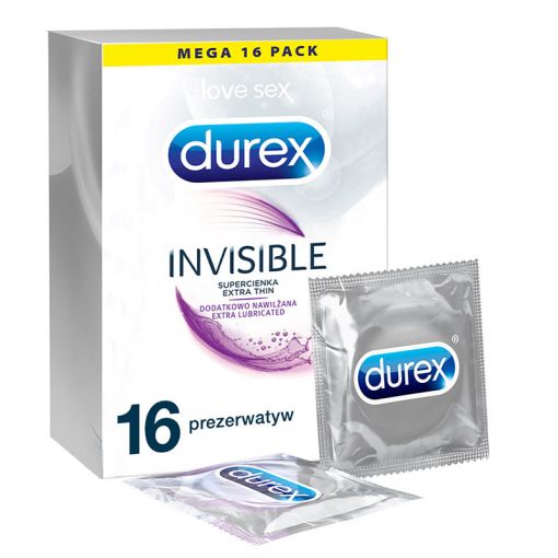 Durex Invisible najcieńsze prezerwatywy dodatkowo nawilżane 16 szt.