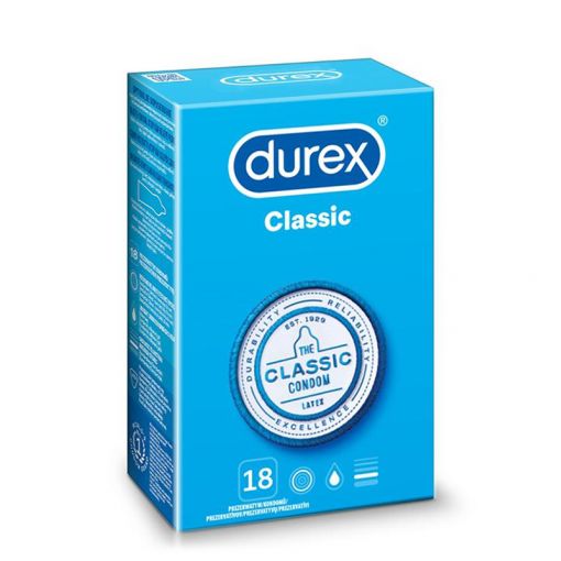 Durex Classic klasyczne nawilżane prezerwatywy 18 szt.