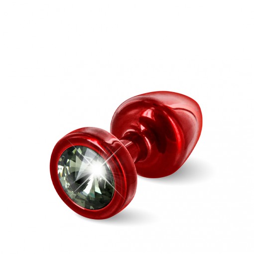 Diogol Anni korek analny z kryształkiem Swarovskiego czerwono-czarny 25 mm