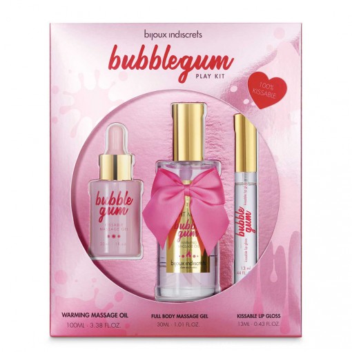 Bijoux Indiscrets Bubblegum Play Kit zestaw smakowych kosmetyków do gry wstępnej – guma balonowa