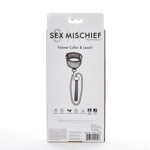 Sex&Mischief Fishnet ażurowa obroża ze smyczą czarna