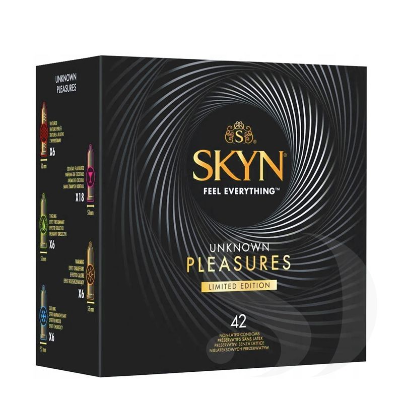 Skyn Unknown Pleasures zestaw 5 rodzajów nielateksowych prezerwatyw 42 szt.