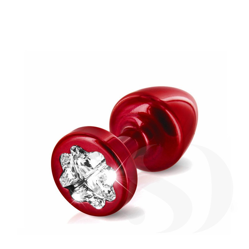 Diogol Anni korek analny z kryształkiem Swarovskiego koniczynka czerwony 25 mm