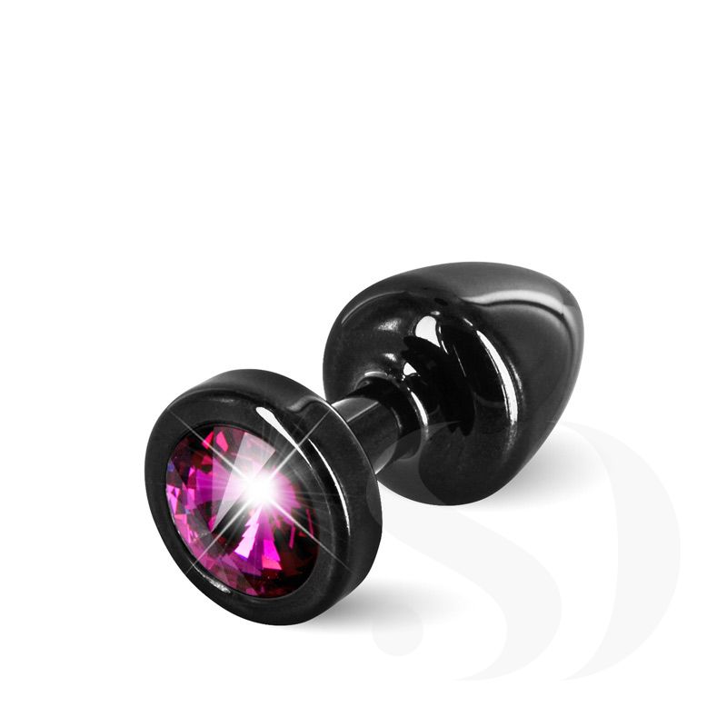 Diogol Anni korek analny z kryształkiem Swarovskiego czarno-różowy 25 mm